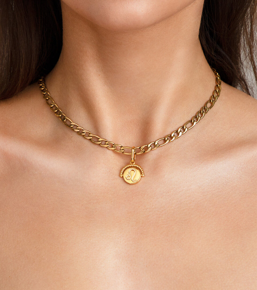 Zodiac Coin Pendant Necklace (Gold)