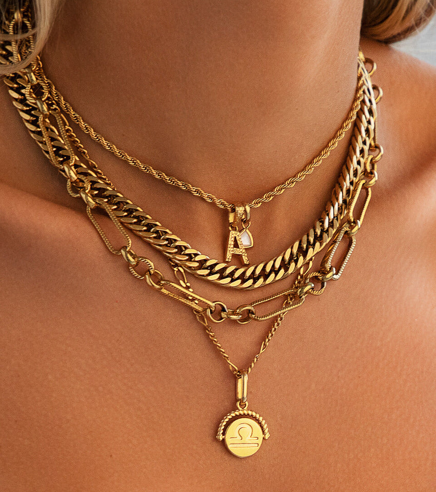 Zodiac Coin Pendant Necklace (Gold)