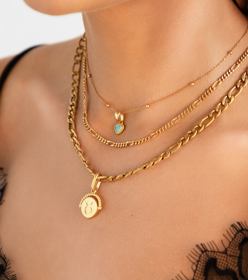 Zodiac Coin Pendant Necklace (Gold)