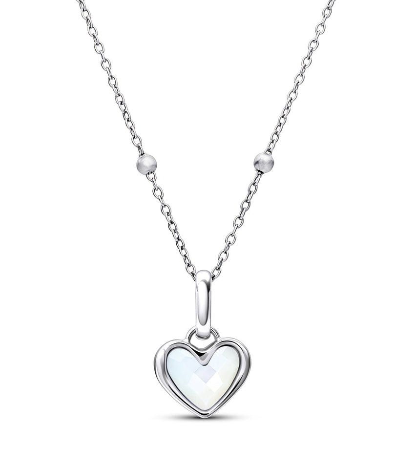 White Quartz Heart Necklace (Silver)