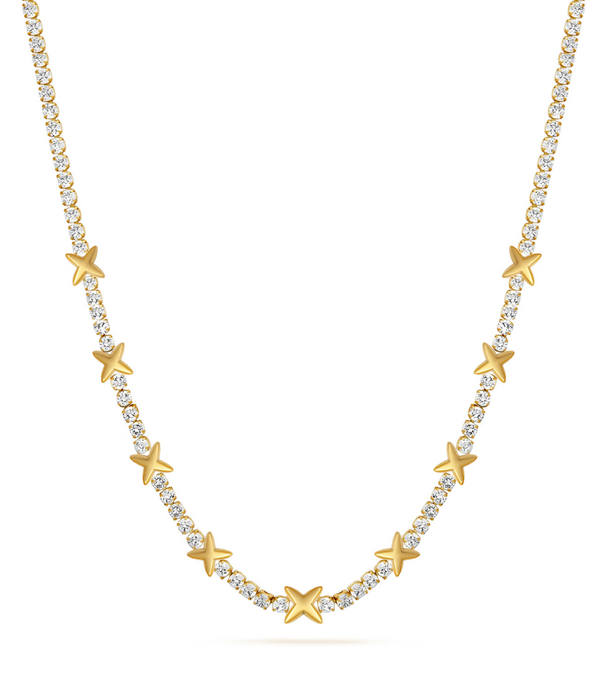 Crystal Fixed Charm Necklace (Gold)