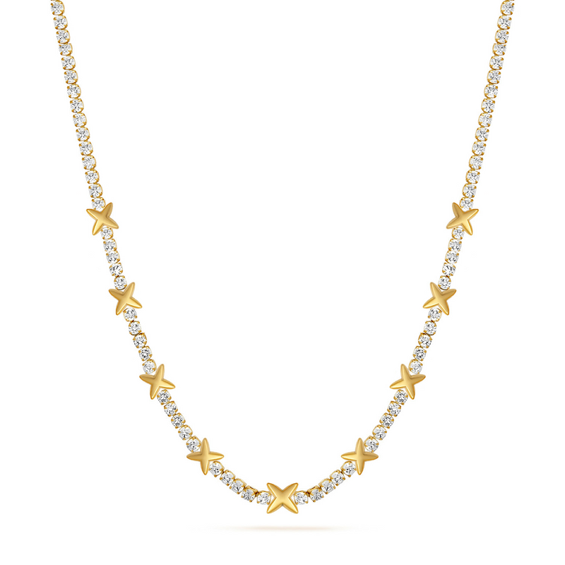 Crystal Fixed Charm Necklace (Gold)