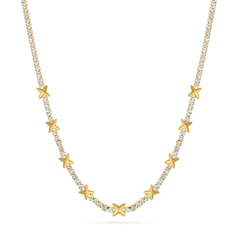Crystal Fixed Charm Necklace (Gold)
