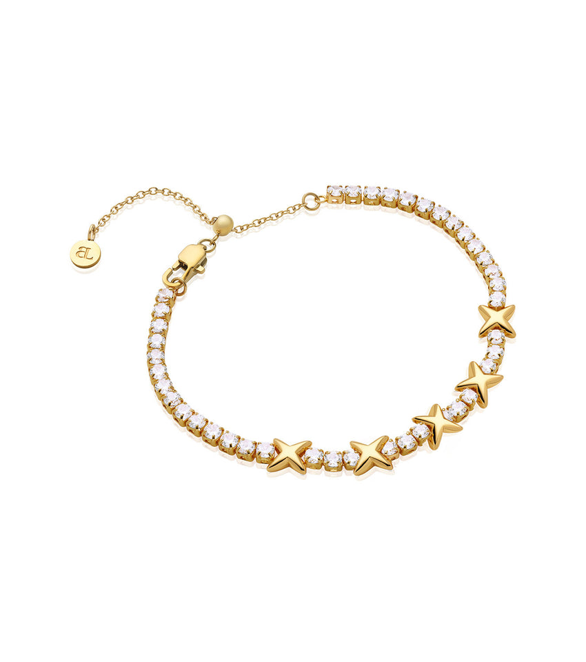 Crystal Fixed Charm Bracelet (Gold)