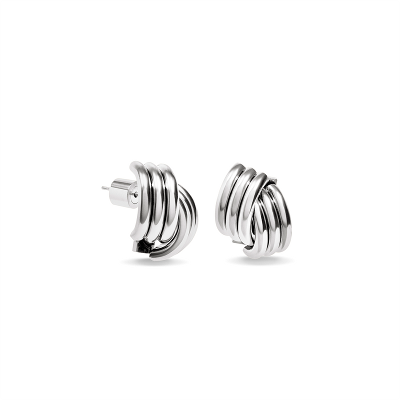 Triple Band Cross Studs (Silver)