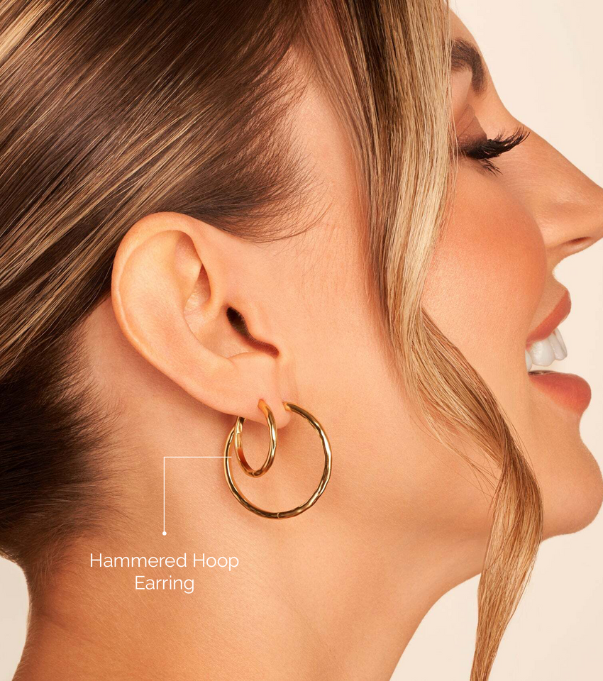 Hammered Hoop Earring (Gold)