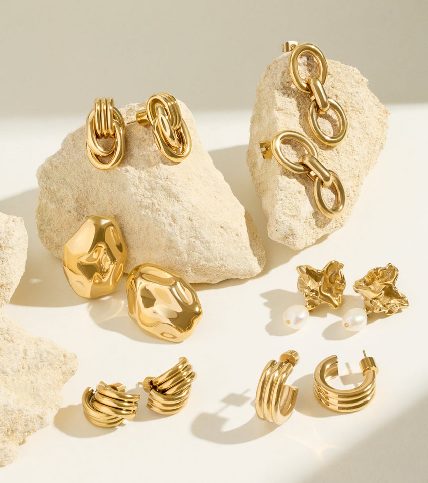 Statement Molten Button Studs (Gold)