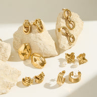 Triple Band Hoop Earrings (Gold)
