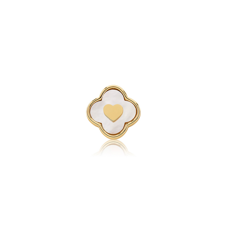 Pearl Clover Charms (Gold) - Heart