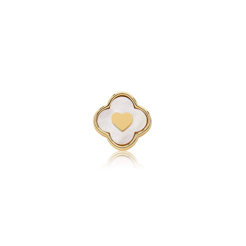 Pearl Clover Charms (Gold) - Heart