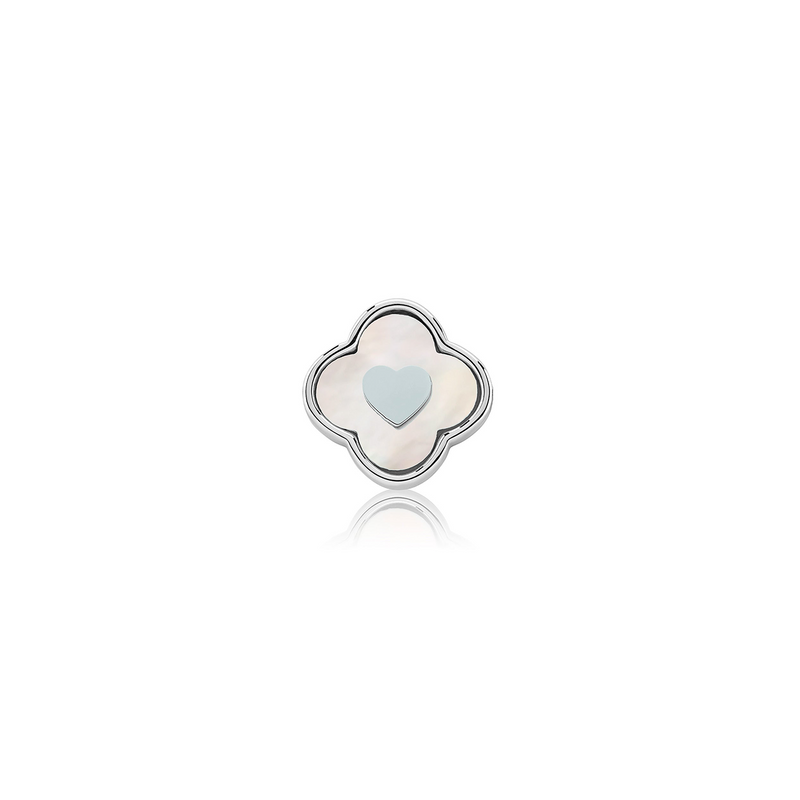 Pearl Clover Charms (Silver) - Heart