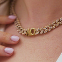 Pavé Initial Curb Bracelet (Gold)