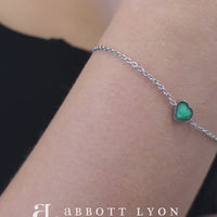 Mini Heart Birthstone & Initial Bracelet Bundle (Silver)