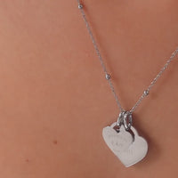 Double Heart Token Necklace (Silver)