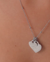 Double Heart Token Necklace (Silver)