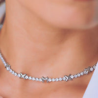 Crystal Fixed Charm Necklace (Silver)