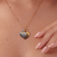 Double Heart Token Necklace (Gold)