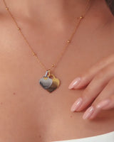 Double Heart Token Necklace (Gold)