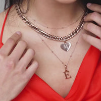 Heart Curb Chain Necklace (Rose Gold)