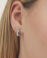 Crystal Teardrop Stud Earrings (Silver)