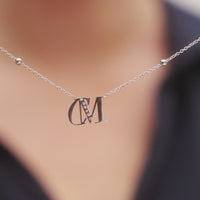 Double Initial Crystal Necklace (Silver)