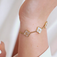 Clover Custom Name Bracelet (Gold)