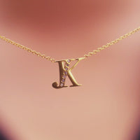 Double Initial Crystal Necklace (Gold)