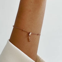 Lowercase Initial Sphere Chain Bracelet (Rose Gold)