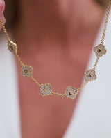 Shimmer Pavé Clover Necklace (Gold)