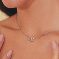 Mini Double Initial Necklace (Silver)