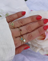 Mini Heart Birthstone Ring (Gold)