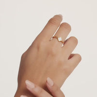 Crystal Heart & Pearl Clover Ring Set (Gold)