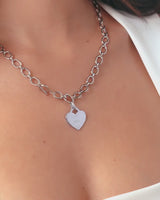 Heart Token Oval Necklace (Silver)