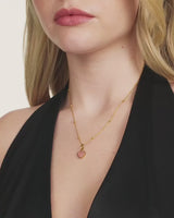 Rose Quartz Heart & Initial Necklace (Gold)