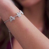 Spotlight Pavé Bubble Name Bracelet (Silver)