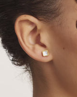 Mini Pearl Clover Stud Earrings (Gold)