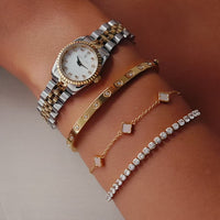 Belgravia Pearl Watch 23 & Crystal Bracelet Set (Gold)