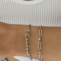 Crystal Paperclip Chain Bracelet (Silver)