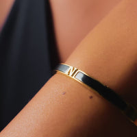 Mini Icon Black Initial Bangle (Gold)