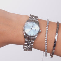 Silver Link Blue Belgravia 30 Watch