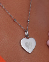 Uniquely Yours Fingerprint Heart Necklace (Silver)