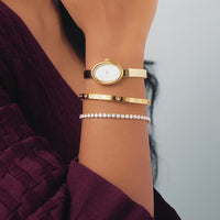 Monroe Bangle Watch & Crystal Bracelet Set (Gold)