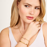 Rose Quartz Clover Bracelet (Gold)
