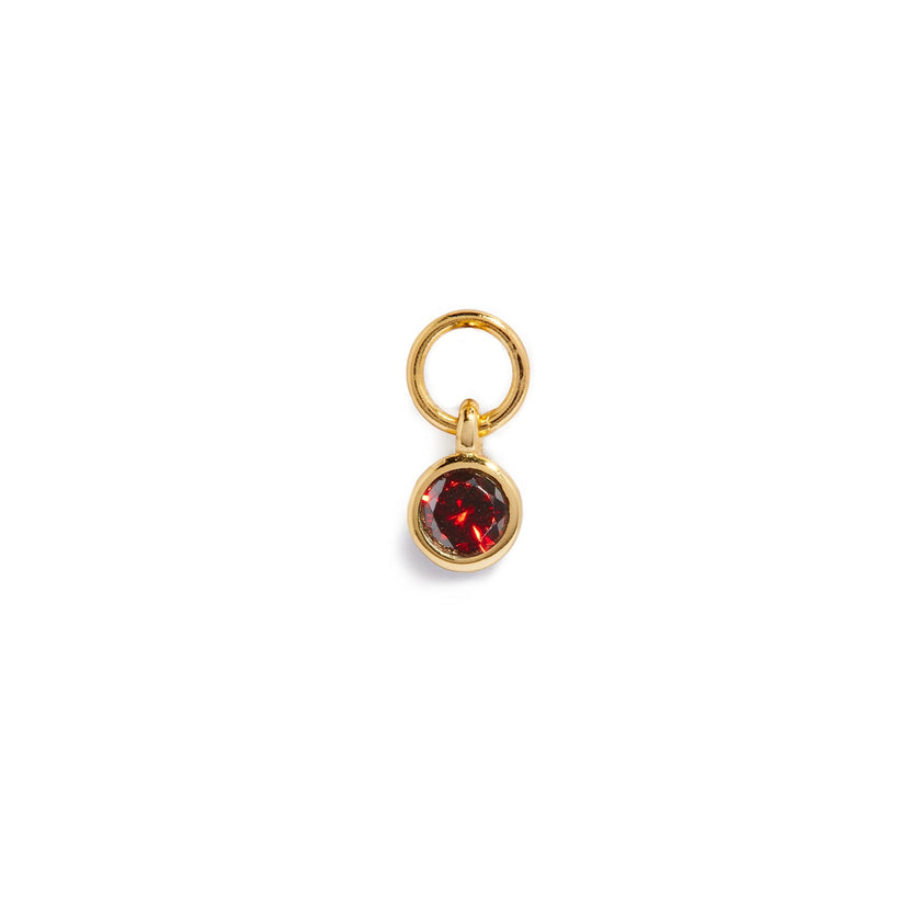 Stories Mini Round Birthstone Hoop Pendant (Gold)