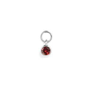 Stories Mini Round Birthstone Hoop Pendant (Silver)
