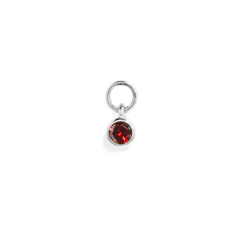 Stories Mini Round Birthstone Hoop Pendant (Silver)
