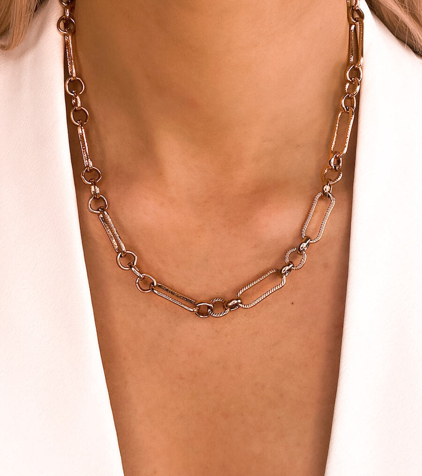 Figaro Chain Necklace (Rose Gold)