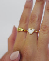 White Quartz Heart Ring (Gold)