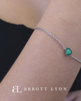 Mini Heart Birthstone Bracelet (Silver)