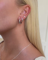 Sterling Silver Curb Chain Hoops (Silver)